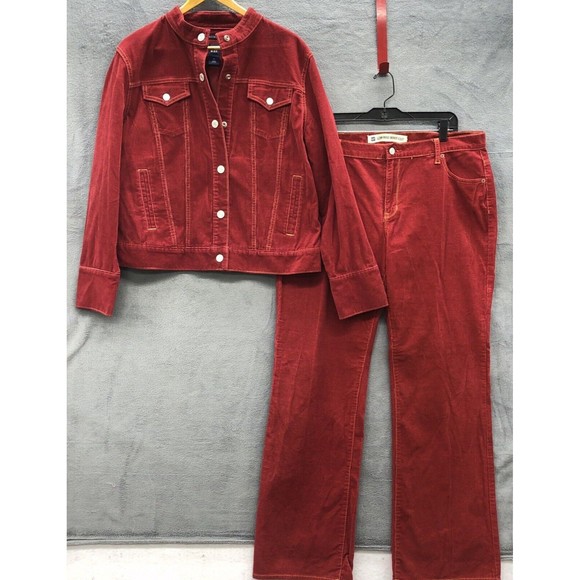 Vintage Gap Women’s Corduroy Outfit Jacket XL Pants 16R Red Bootcut - Picture 1 of 16
